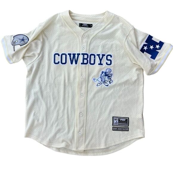 Pro Standard Men's XL Cream Dallas Cowboys Retro Mesh Button-Up Shirt Jersey NFL - Picture 1 of 8